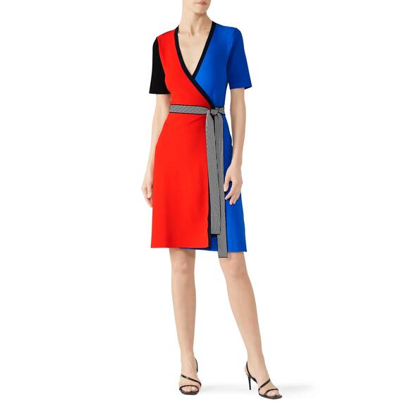 Diane von Furstenberg V Neck Wrap Francine Dress Multicolor Womens Size Medium - Picture 1 of 9
